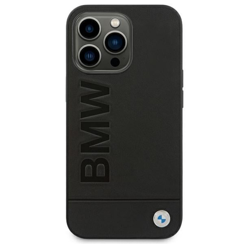 BMW BMHCP14LSLLBK Apple iPhone 14 Pro case, Leather Stamp, black