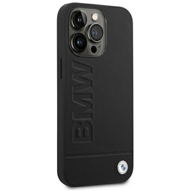 BMW BMHCP14LSLLBK Apple iPhone 14 Pro case, Leather Stamp, black