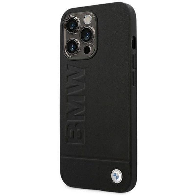 BMW BMHCP14XSLLBK Apple iPhone 14 Pro Max case, Leather Stamp, black
