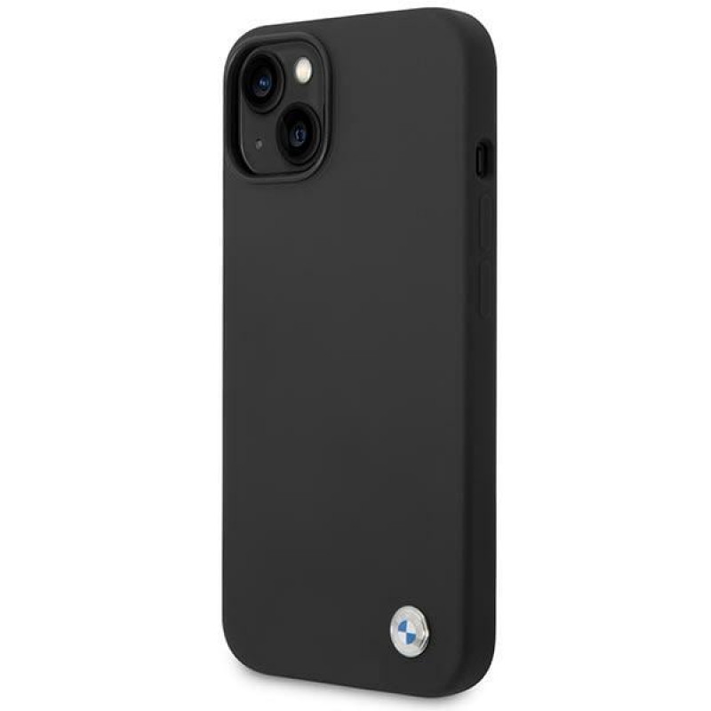 BMW BMHCP14MSILBK Apple iPhone 14 Plus / 15 Plus case, Silicone Metal Logo, black