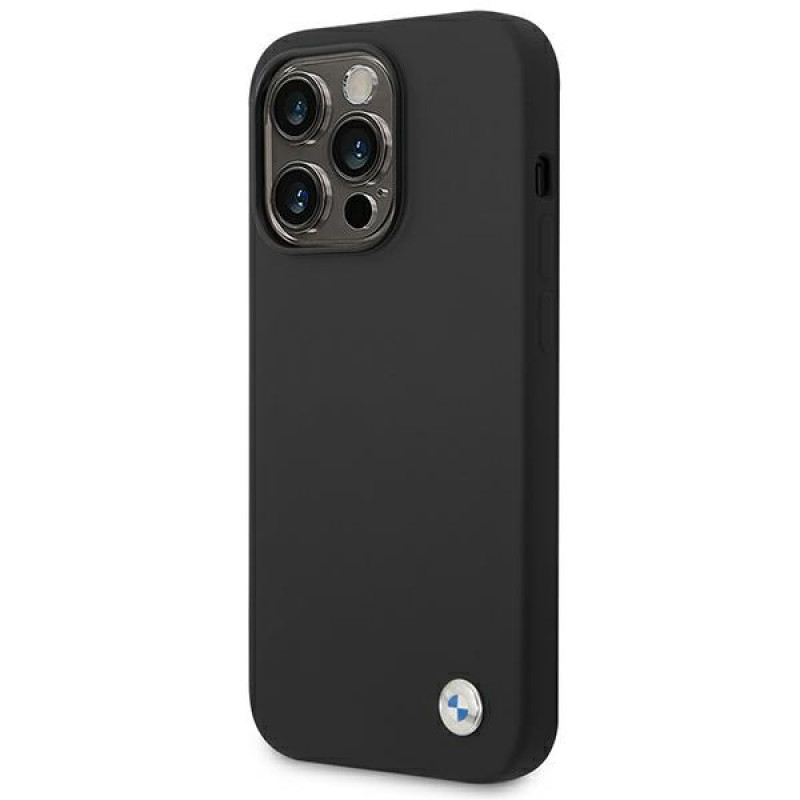 BMW BMHCP14XSILBK Silicone Metal Logo hardcase for Apple iPhone 14 Pro Max 6.7", black