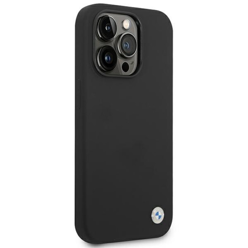 BMW BMHCP14XSILBK Silicone Metal Logo hardcase for Apple iPhone 14 Pro Max 6.7", black