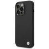 BMW BMHCP14LSILBK Apple iPhone 14 Pro case, Silicone Metal Logo, black