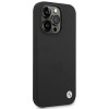BMW BMHCP14LSILBK Apple iPhone 14 Pro case, Silicone Metal Logo, black