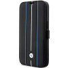 BMW BMBKP14L22RVSK Leather Stamp Blue Lines bookcase for Apple iPhone 14 Pro 6.1", black