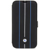 BMW BMBKP14L22RVSK Leather Stamp Blue Lines bookcase for Apple iPhone 14 Pro 6.1", black