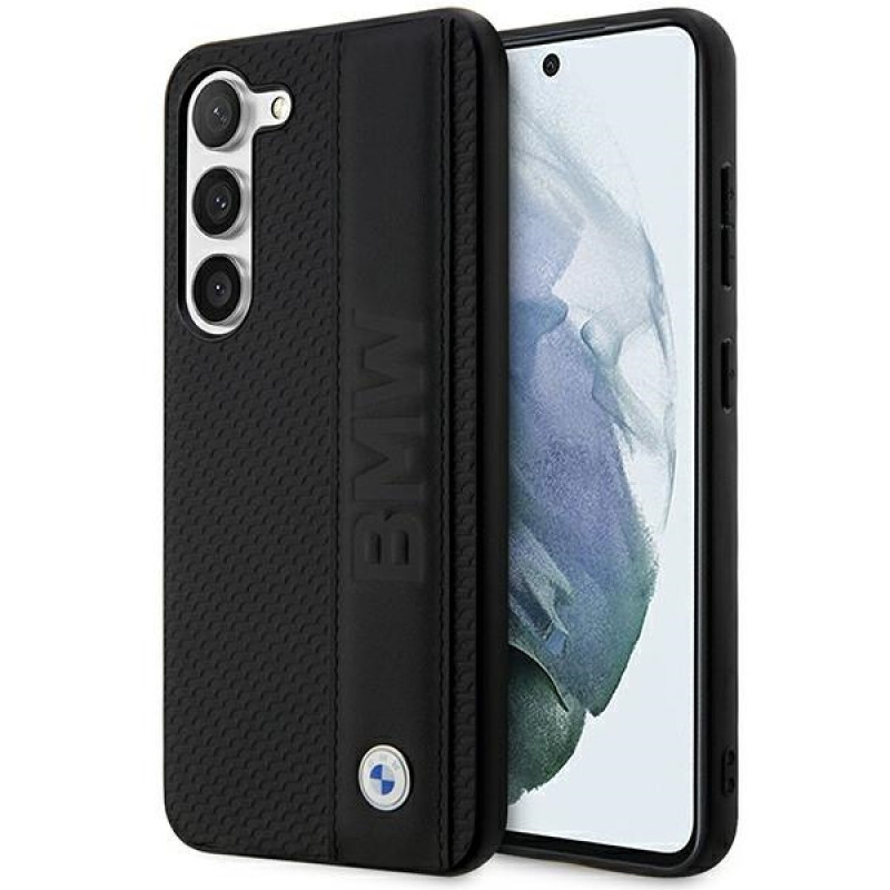 BMW BMHCS23M22RDPK Leather Textured & Stripe hardcase for Samsung Galaxy S23+ (S916), black