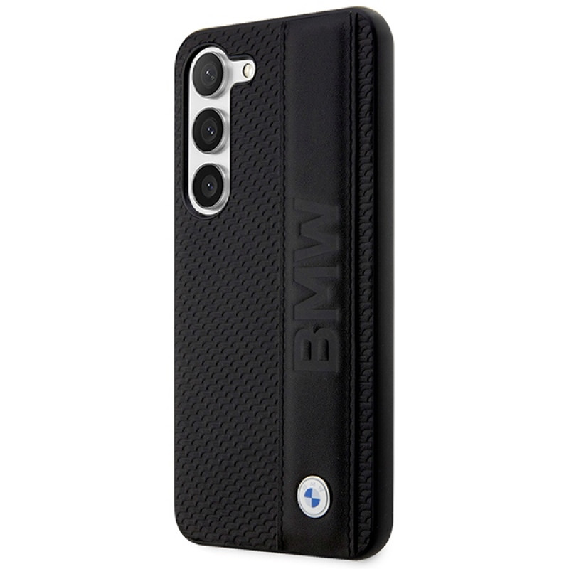 BMW BMHCS23M22RDPK Leather Textured & Stripe hardcase for Samsung Galaxy S23+ (S916), black