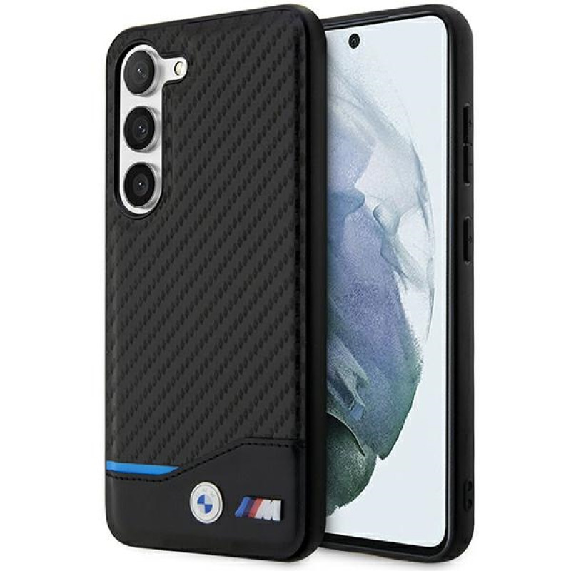 BMW BMHCS23M22NBCK Leather Carbon hardcase for Samsung Galaxy S23+ (S916), black