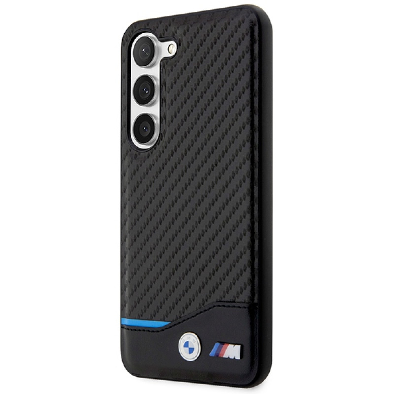 BMW BMHCS23M22NBCK Leather Carbon hardcase for Samsung Galaxy S23+ (S916), black