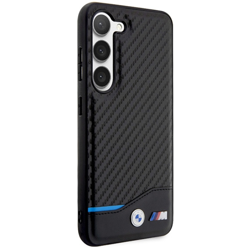 BMW BMHCS23M22NBCK Leather Carbon hardcase for Samsung Galaxy S23+ (S916), black
