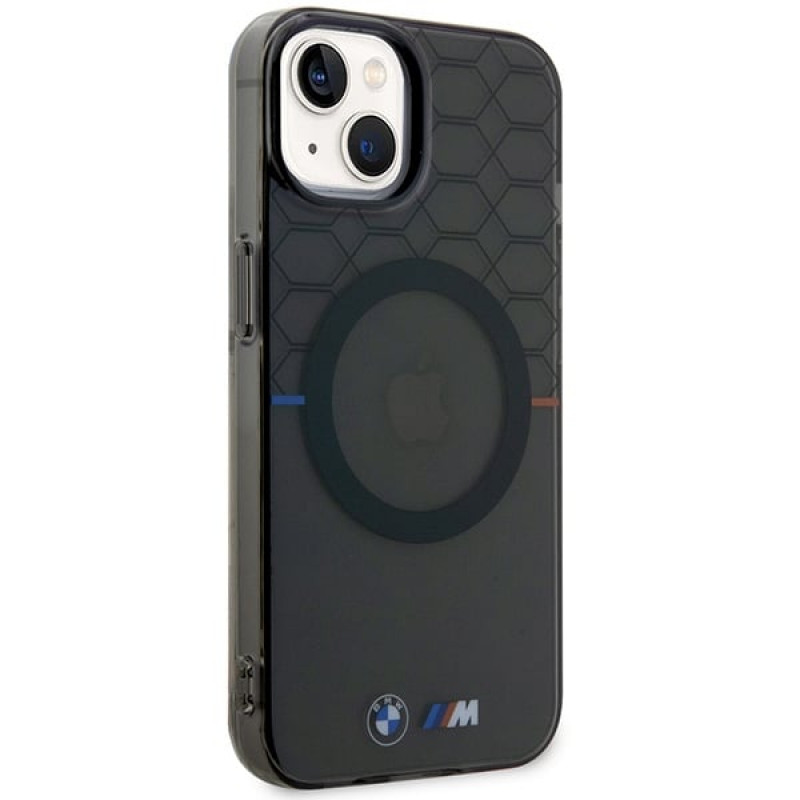 BMW BMHMP14MHGPK Pattern MagSafe hardcase for Apple iPhone 14 Plus / 15 Plus, grey