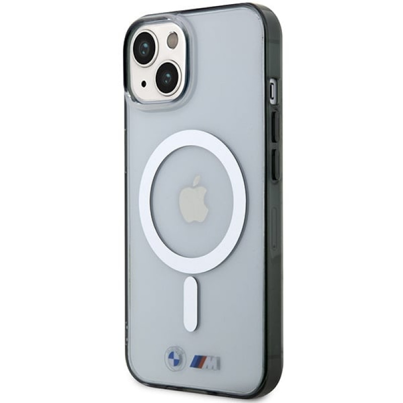 BMW BMHMP14MHCRS Silver Ring MagSafe hardcase for Apple iPhone 14 Plus / 15 Plus, transparent