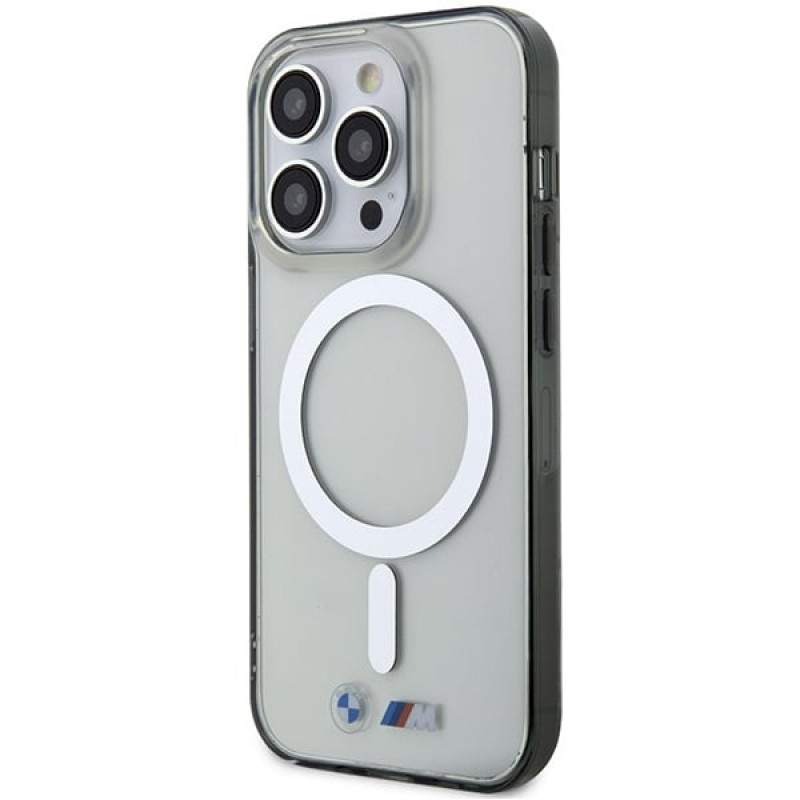BMW BMHMP14LHCRS Silver Ring MagSafe hardcase for Apple iPhone 14 Pro, transparent