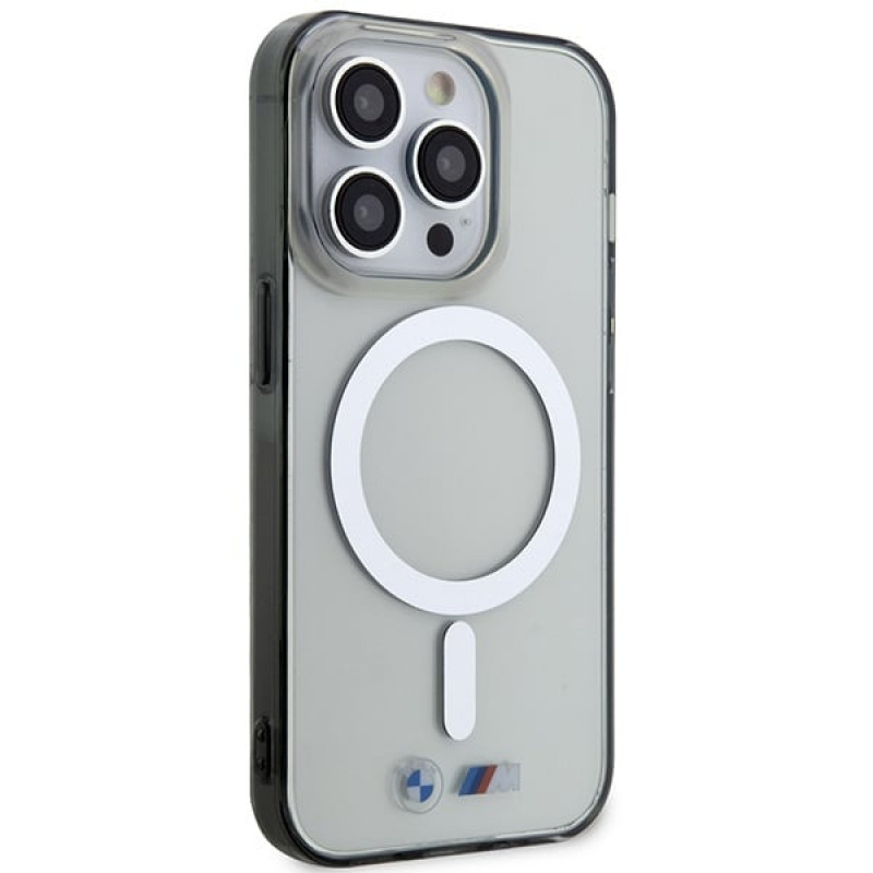 BMW BMHMP14LHCRS Silver Ring MagSafe hardcase for Apple iPhone 14 Pro, transparent