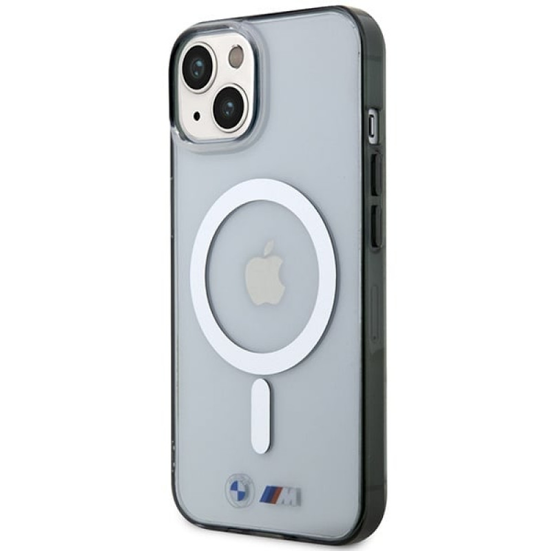 BMW BMHMP14SHCRS Silver Ring MagSafe hardcase for Apple iPhone 14, transparent