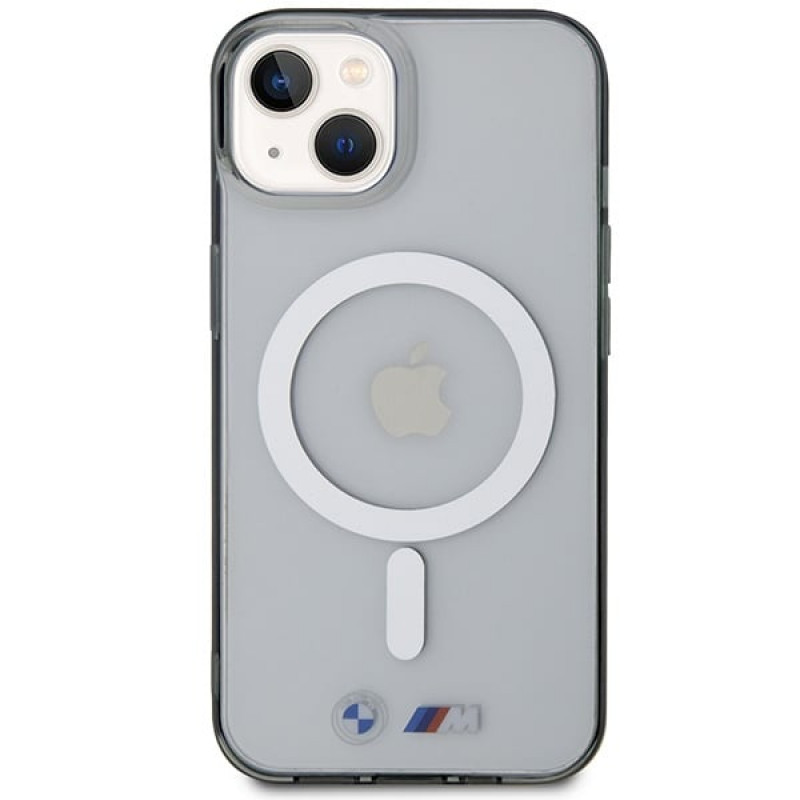 BMW BMHMP14SHCRS Silver Ring MagSafe hardcase for Apple iPhone 14, transparent