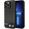 BMW BMHCP13X22NBCK Leather Carbon Hardcase for Apple iPhone 13 Pro Max, black