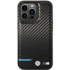 BMW BMHCP13X22NBCK Leather Carbon Hardcase for Apple iPhone 13 Pro Max, black