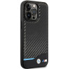 BMW BMHCP13X22NBCK Leather Carbon Hardcase for Apple iPhone 13 Pro Max, black