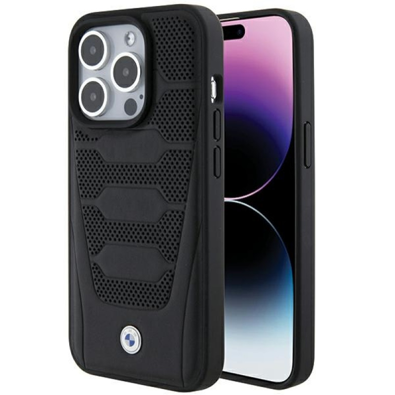 BMW BMHCP15X22RPSK Leather Seats Pattern Hardcase for Apple iPhone 15 Pro Max, black