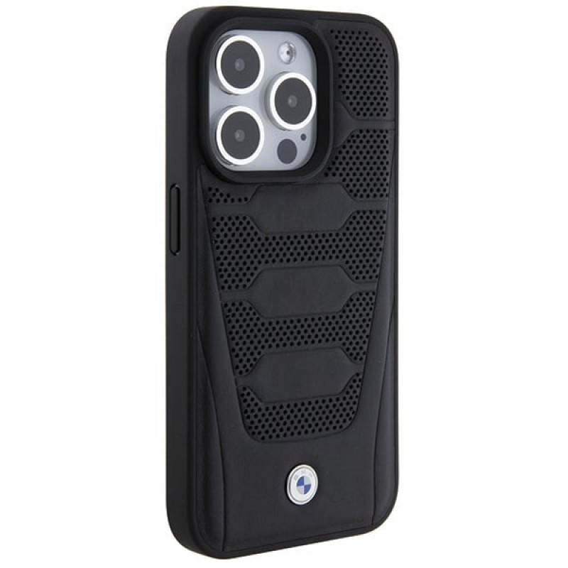 BMW BMHCP15X22RPSK Leather Seats Pattern Hardcase for Apple iPhone 15 Pro Max, black
