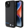 BMW BMHCP15M22NBCK Leather Carbon Hardcase for Apple iPhone 15 Plus / 14 Plus, black