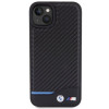 BMW BMHCP15M22NBCK Leather Carbon Hardcase for Apple iPhone 15 Plus / 14 Plus, black