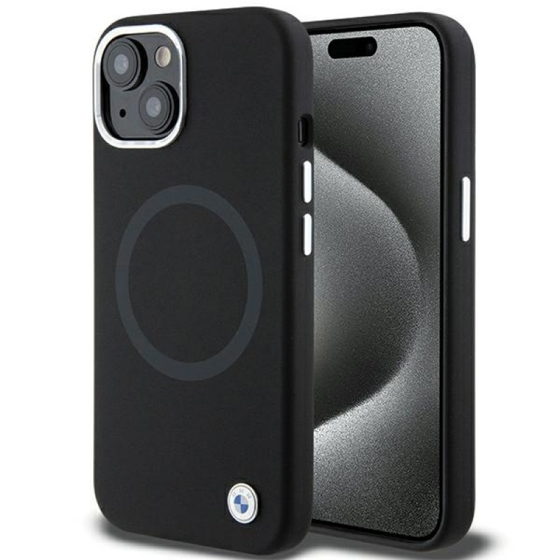 BMW BMHMP15SSILBK2 Signature Liquid Silicone MagSafe Case for Apple iPhone 15, black