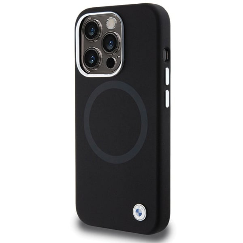 BMW BMHMP15XSILBK2 Signature Liquid Silicone MagSafe Case for Apple iPhone 15 Pro Max, black
