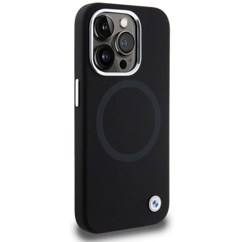 BMW BMHMP15XSILBK2 Signature Liquid Silicone MagSafe Case for Apple iPhone 15 Pro Max, black