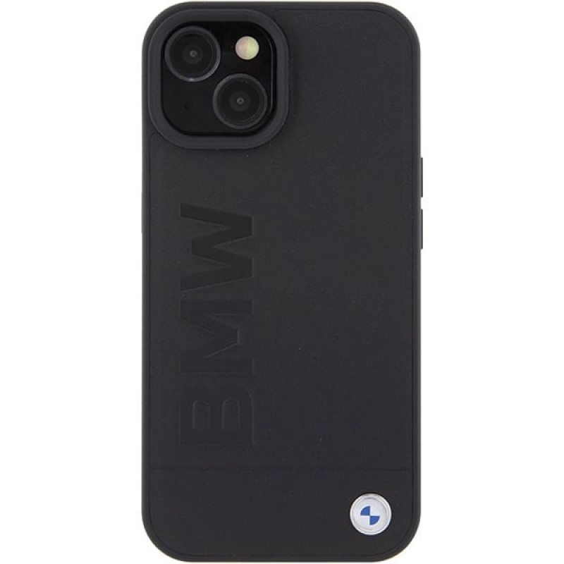 BMW BMHMP15MSLLBK Leather Hot Stamp MagSafe Case for Apple iPhone 15 Plus / 14 Plus, black