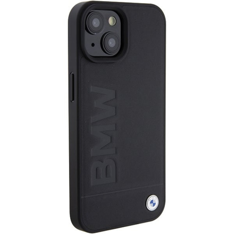 BMW BMHMP15MSLLBK Leather Hot Stamp MagSafe Case for Apple iPhone 15 Plus / 14 Plus, black