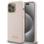 Guess GUHCP15XSMBSLP Silicone Script Metal Logo & Frame Hardcase for Apple iPhone 15 Pro Max, pink