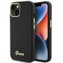 Guess GUHCP15SSMBSLK Silicone Script Metal Logo & Frame Hardcase for Apple iPhone 15 / 14 / 13, black