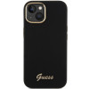 Guess GUHCP15SSMBSLK Silicone Script Metal Logo & Frame Hardcase for Apple iPhone 15 / 14 / 13, black