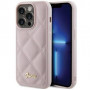 Guess GUHCP15LPSQSQSP Quilted Metal Logo Hardcase for Apple iPhone 15 Pro, pink