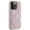 Guess GUHCP15LPSQSQSP Quilted Metal Logo Hardcase for Apple iPhone 15 Pro, pink