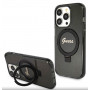 Guess GUHMP15LHRSGSK Ring Stand Script Glitter MagSafe Hardcase for Apple iPhone 15 Pro, Black