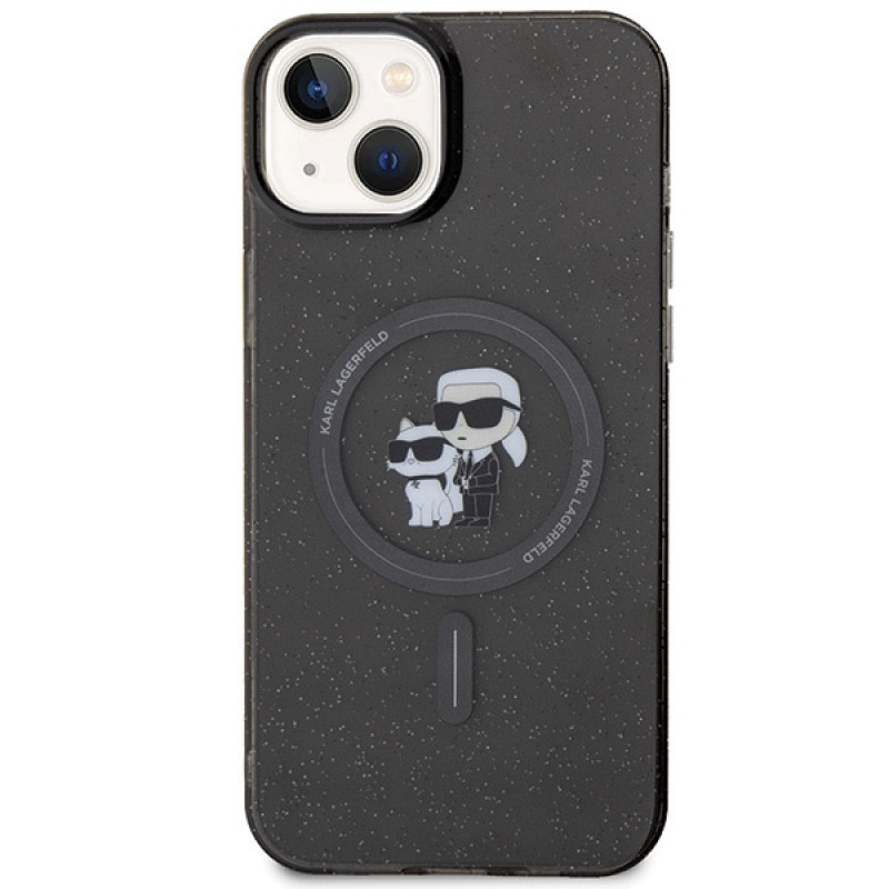 Karl Lagerfeld KLHMP15SHGKCNOK Karl&Choupette Glitter MagSafe Hardcase for Apple iPhone 15, Black