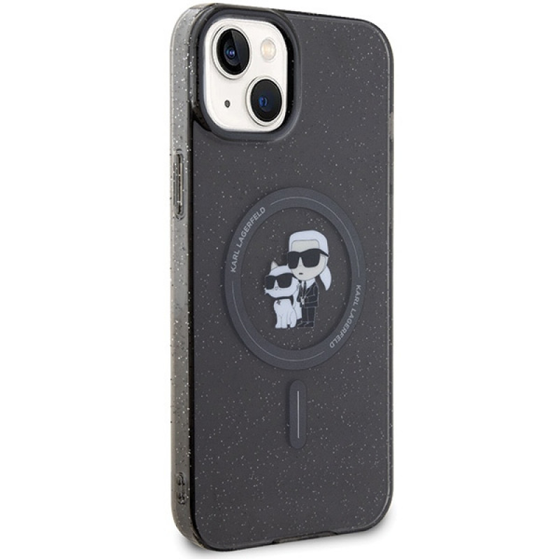 Karl Lagerfeld KLHMP15SHGKCNOK Karl&Choupette Glitter MagSafe Hardcase for Apple iPhone 15, Black