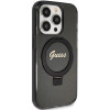 Guess GUHMP15XHRSGSK Ring Stand Script Glitter MagSafe Hardcase for Apple iPhone 15 Pro Max, Black