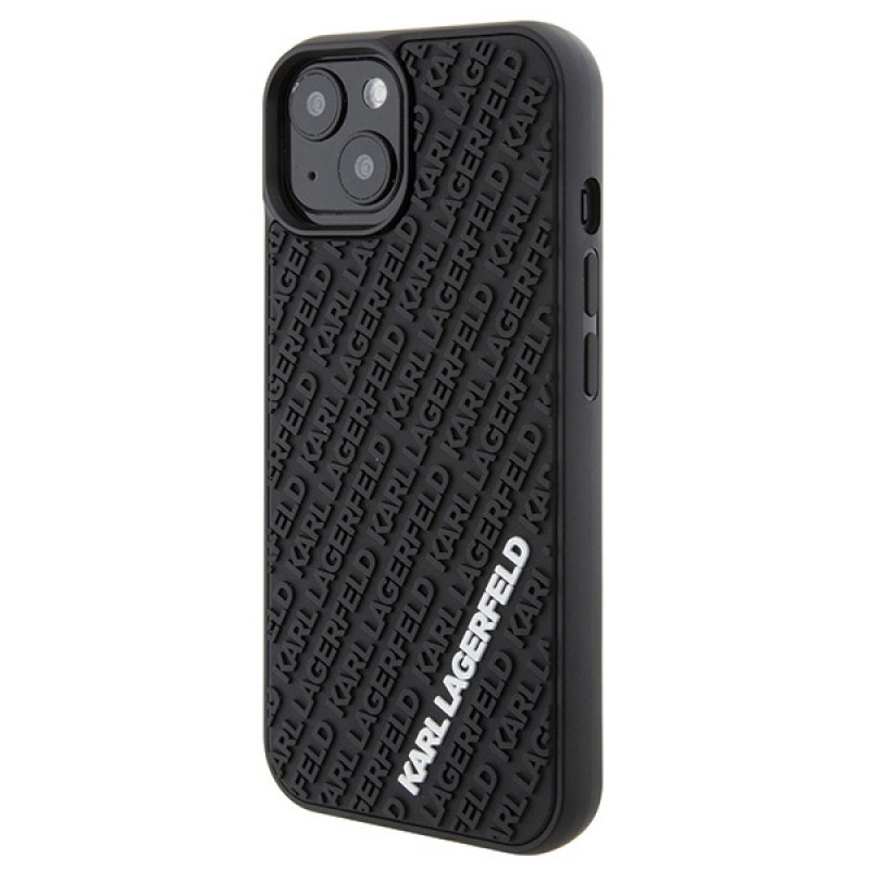 Karl Lagerfeld KLHCP15S3DMKRLK 3D Rubber Multi Logo Hardcase for Apple iPhone 15, Black