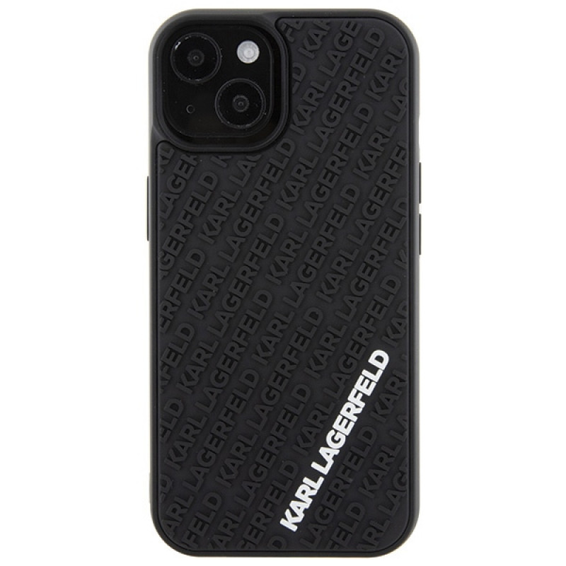 Karl Lagerfeld KLHCP15S3DMKRLK 3D Rubber Multi Logo Hardcase for Apple iPhone 15, Black