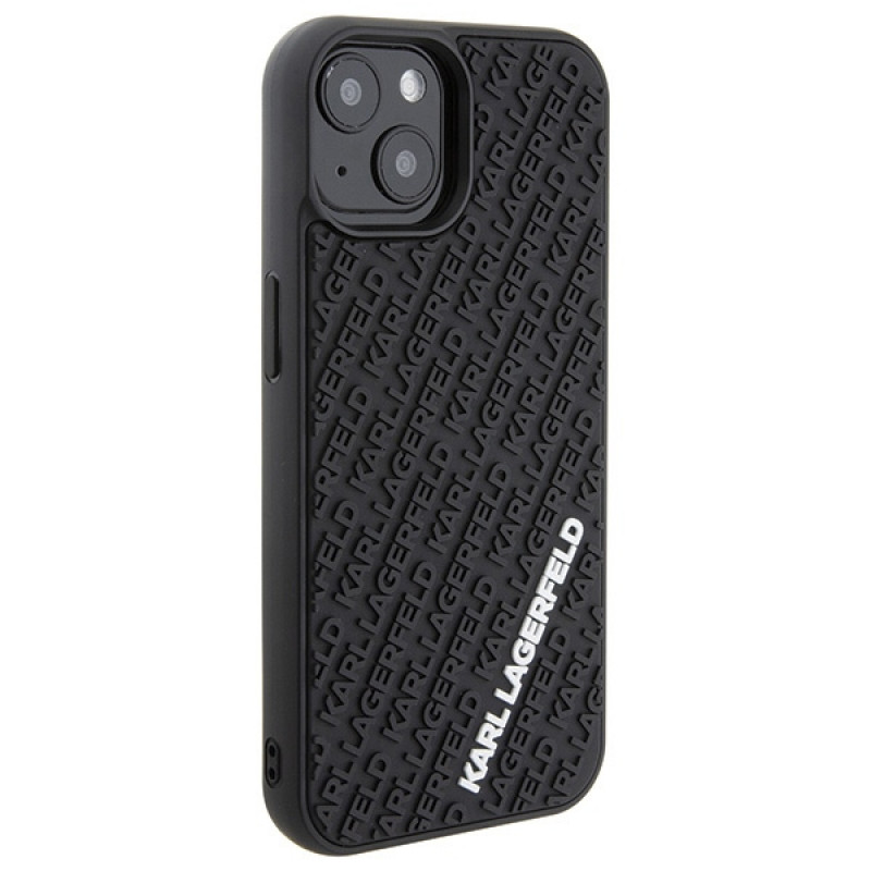 Karl Lagerfeld KLHCP15S3DMKRLK 3D Rubber Multi Logo Hardcase for Apple iPhone 15, Black