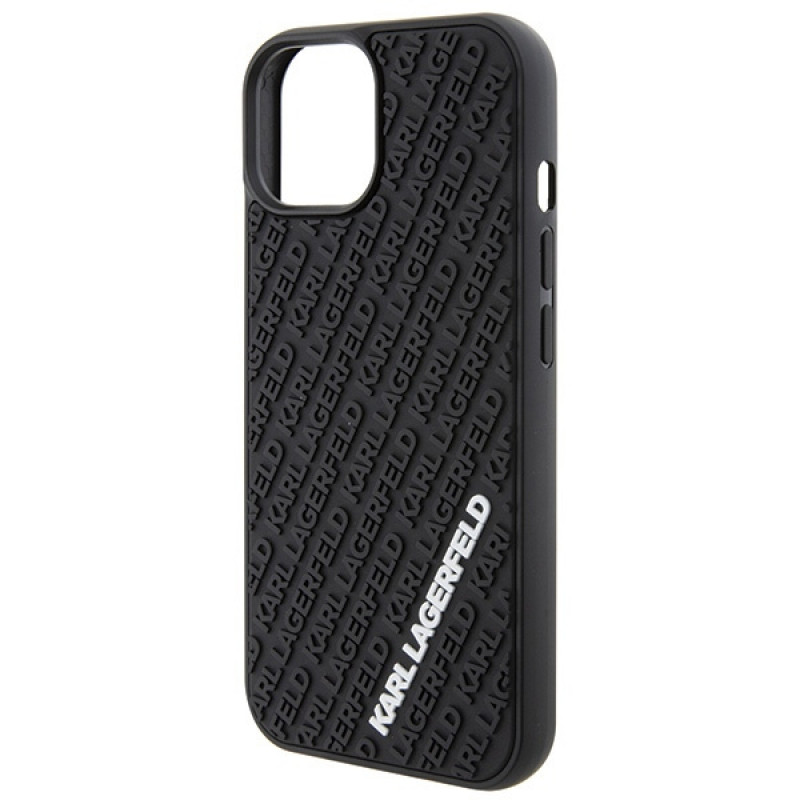 Karl Lagerfeld KLHCP15S3DMKRLK 3D Rubber Multi Logo Hardcase for Apple iPhone 15, Black