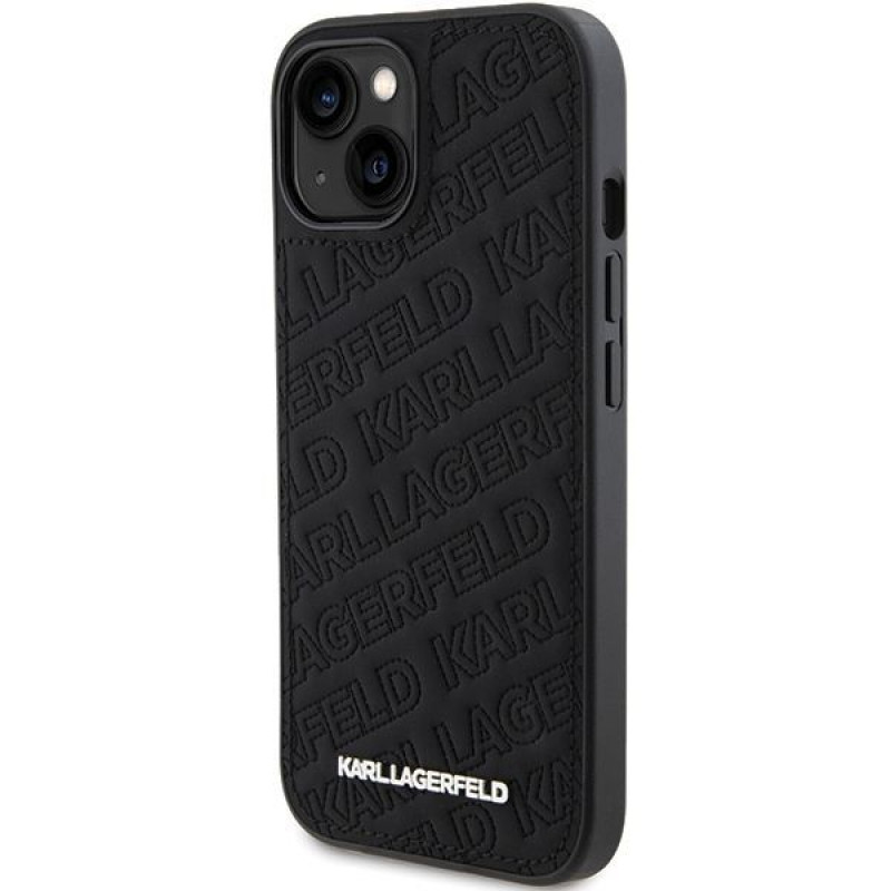 Karl Lagerfeld KLHCP15SPQKPMK Quilted K Pattern Hardcase for Apple iPhone 15, Black