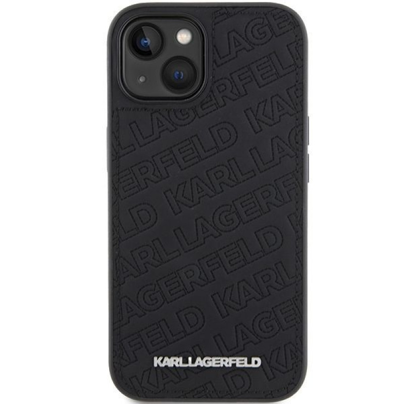 Karl Lagerfeld KLHCP15SPQKPMK Quilted K Pattern Hardcase for Apple iPhone 15, Black