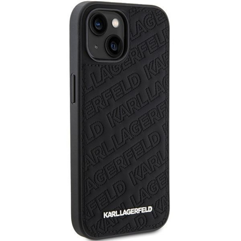 Karl Lagerfeld KLHCP15SPQKPMK Quilted K Pattern Hardcase for Apple iPhone 15, Black