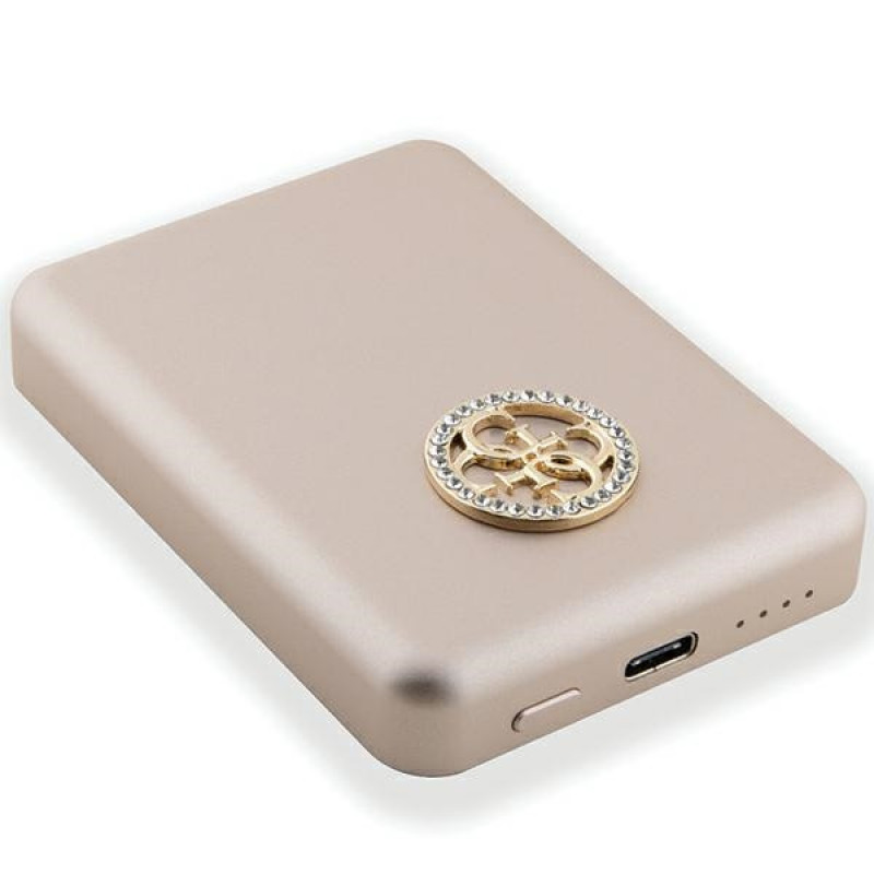 Guess GUPBM3AL4DMD Powerbank 3000 mAh, 5 W, MagSafe 4G Strassed Metal Logo, Gold